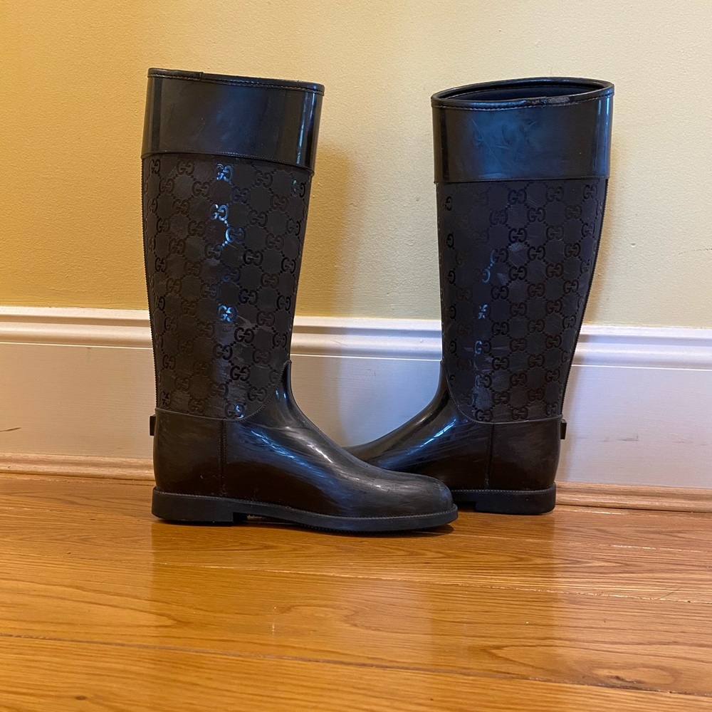 Black Gucci Rain Boots
